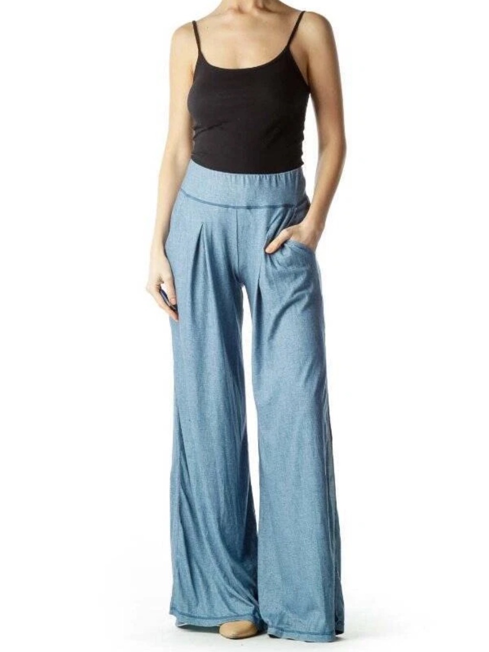 SWEATY BETTY Peaceful Split Wide Leg Yoga Pants Blue Indigo Women’s Large 1212